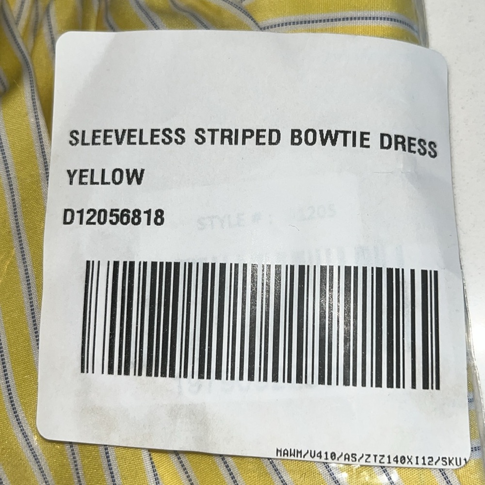 New York & Company Yellow Striped Bowtie Midi Sun Dress - Picture 5 of 6